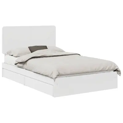 vidaXL Postelja s shranjevanjem Bela 135 x 190 cm Konstruiran les