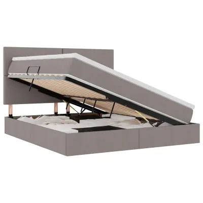 vidaXL Postelja s shranjevanjem Taupe 160 x 200 cm Umjetno usnje