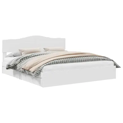 vidaXL Postelja s shranjevanjem Bela 200 x 200 cm Konstruiran les