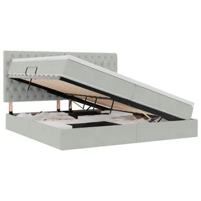 vidaXL Postelja z dodatnim prostorom za shranjevanje in LED osvetlitvijo