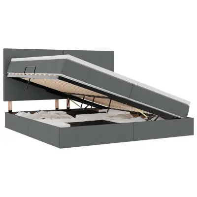 vidaXL Postelja z dodatnim prostorom za shranjevanje in LED osvetlitvijo