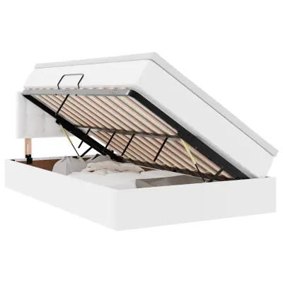 vidaXL Postelja s shranjevanjem Bela 120 x 200 cm Umjetno usnje