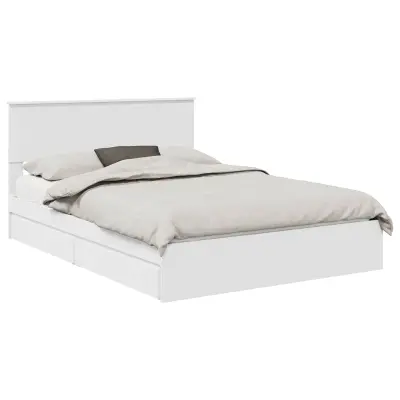 vidaXL Postelja s shranjevanjem Bela 150 x 200 cm Konstruiran les
