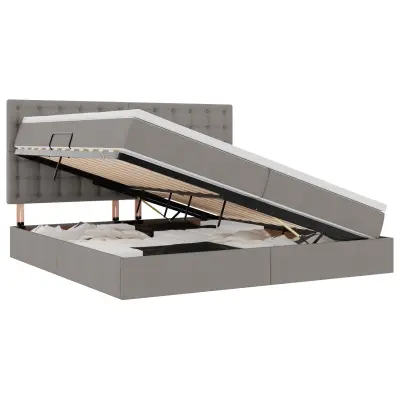 vidaXL Postelja s shranjevanjem Taupe 200 x 200 cm Umjetno usnje