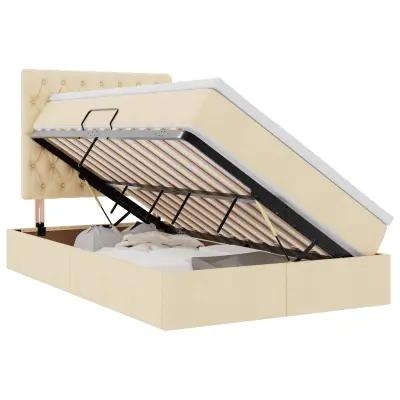 vidaXL Postelja s shranjevanjem Krema 120 x 200 cm Umjetno usnje