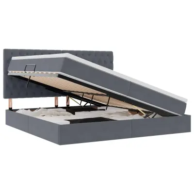 vidaXL Postelja z dodatnim prostorom za shranjevanje in LED osvetlitvijo