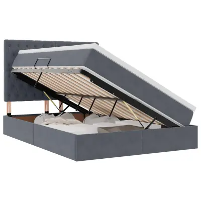 vidaXL Postelja z dodatnim prostorom za shranjevanje in LED osvetlitvijo