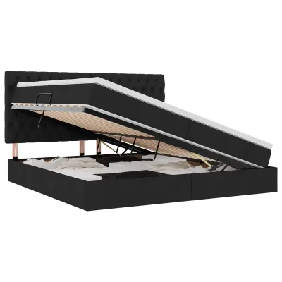 vidaXL Postelja s shranjevanjem Črna 200 x 200 cm Umjetno usnje