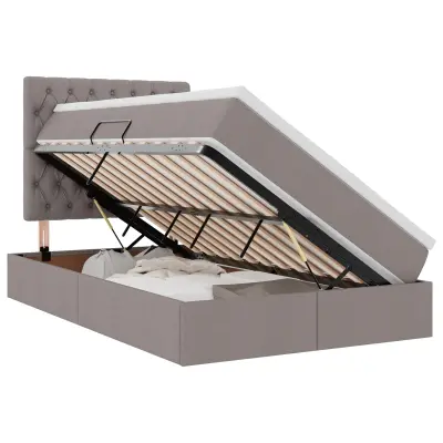 vidaXL Postelja s shranjevanjem Taupe 120 x 200 cm Umjetno usnje