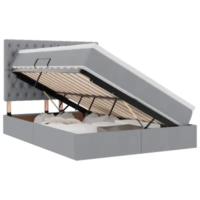 vidaXL Postelja z dodatnim prostorom za shranjevanje in LED osvetlitvijo