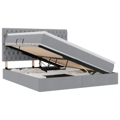 vidaXL Postelja z dodatnim prostorom za shranjevanje in LED osvetlitvijo