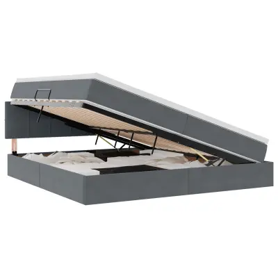 vidaXL Postelja s shranjevanjem Temno siva 200 x 200 cm Žamet
