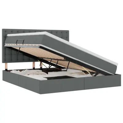 vidaXL Postelja z dodatnim prostorom za shranjevanje in LED osvetlitvijo