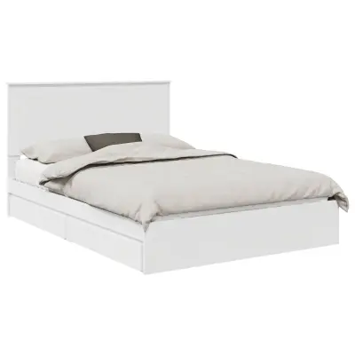vidaXL Postelja s shranjevanjem Bela 140 x 190 cm Konstruiran les