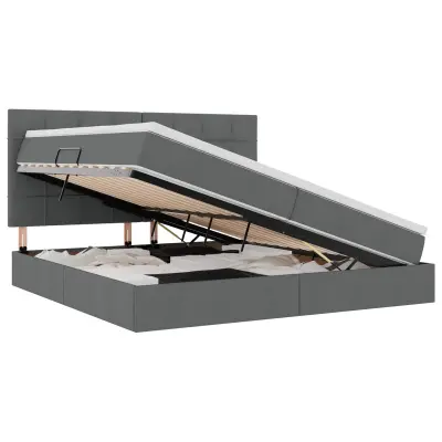 vidaXL Postelja z dodatnim prostorom za shranjevanje in LED osvetlitvijo