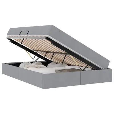vidaXL Postelja z dodatnim prostorom za shranjevanje in vzmetnico