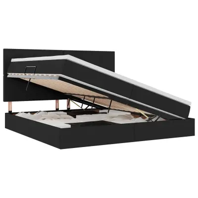 vidaXL Postelja s shranjevanjem Črna 200 x 200 cm Umjetno usnje