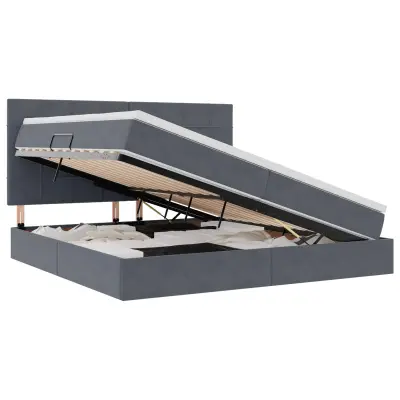 vidaXL Postelja z dodatnim prostorom za shranjevanje in LED osvetlitvijo