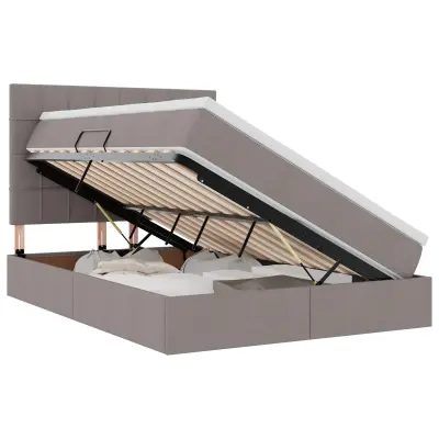 vidaXL Postelja s shranjevanjem Taupe 140 x 200 cm Umjetno usnje