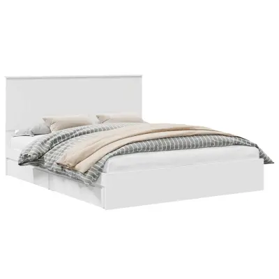 vidaXL Postelja s shranjevanjem Bela 160 x 200 cm Konstruiran les