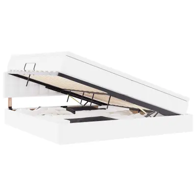 vidaXL Postelja s shranjevanjem Bela 200 x 200 cm Umjetno usnje