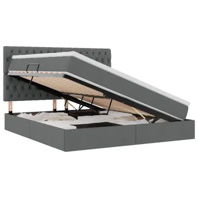 vidaXL Postelja z dodatnim prostorom za shranjevanje in LED osvetlitvijo