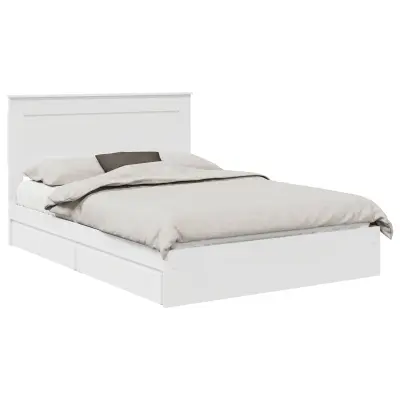 vidaXL Postelja s shranjevanjem Bela 150 x 200 cm Konstruiran les