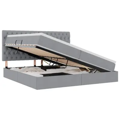 vidaXL Postelja z dodatnim prostorom za shranjevanje in LED osvetlitvijo