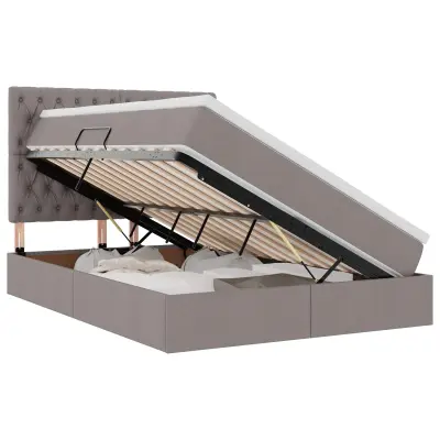 vidaXL Postelja s shranjevanjem Taupe 140 x 190 cm Umjetno usnje