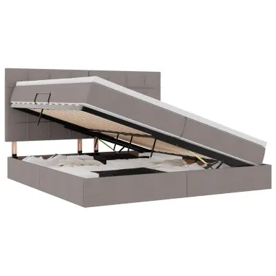 vidaXL Postelja s shranjevanjem Taupe 200 x 200 cm Umjetno usnje