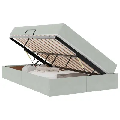 vidaXL Postelja z dodatnim prostorom za shranjevanje in vzmetnico