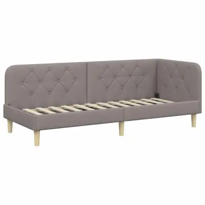 vidaXL Kotna postelja z vzglavjem Taupe 80 x 200 cm blago