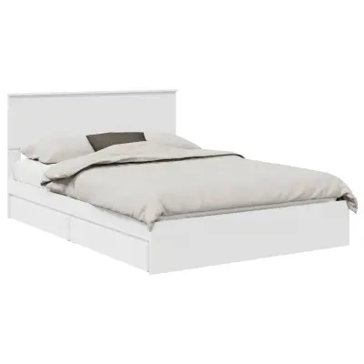vidaXL Postelja s shranjevanjem Bela 140 x 190 cm Konstruiran les
