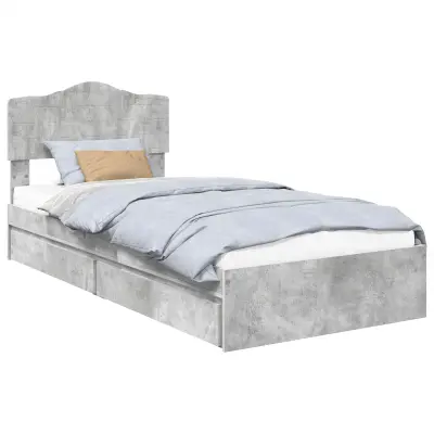 vidaXL Postelja s shranjevanjem z vzglavjem Betonsko siva 90 x 190 cm