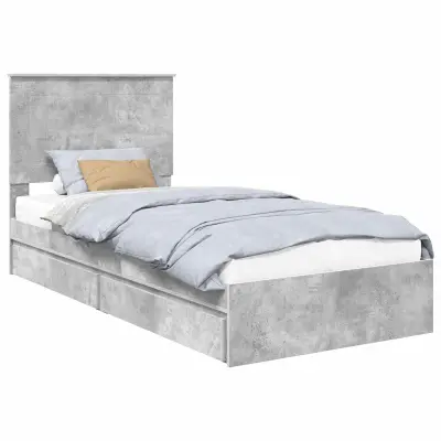 vidaXL Postelja s shranjevanjem z vzglavjem Betonsko siva 90 x 190 cm