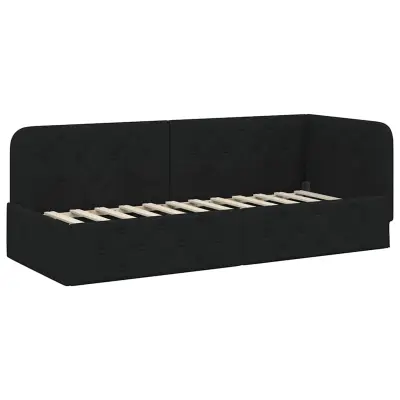vidaXL Kotna postelja z vzglavjem Črna 80 x 200 cm blago