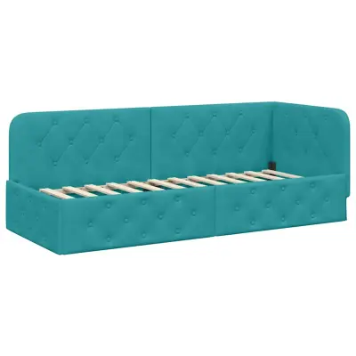 vidaXL Kotna postelja z vzglavjem Turkizna 80 x 200 cm Žamet