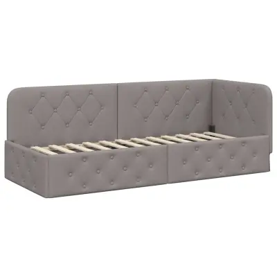 vidaXL Kotna postelja z vzglavjem Taupe 80 x 200 cm blago