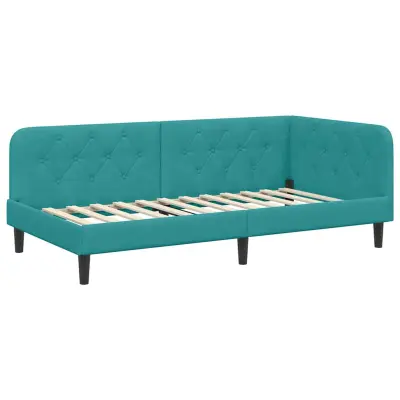 vidaXL Kotna postelja z vzglavjem Turkizna 100 x 200 cm Žamet
