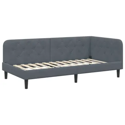 vidaXL Kotna postelja z vzglavjem Temno siva 90 x 190 cm Žamet