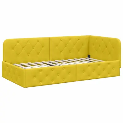 vidaXL Kotna postelja z vzglavjem Rumena 90 x 190 cm Žamet