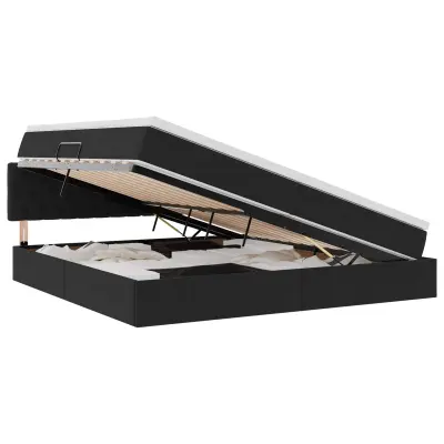 vidaXL Postelja s shranjevanjem z vzmetnico Črna 200 x 200 cm Žamet