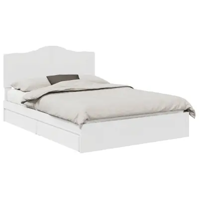vidaXL Postelja s shranjevanjem Bela 140 x 190 cm Konstruiran les