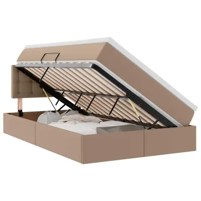 vidaXL Postelja z dodatnim prostorom za shranjevanje in LED osvetlitvijo