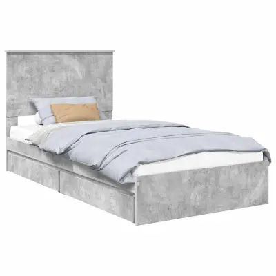 vidaXL Postelja s shranjevanjem z vzglavjem Betonsko siva 100 x 200 cm