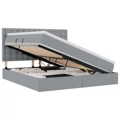 vidaXL Postelja s shranjevanjem Svetlo siva 180 x 200 cm Umjetno usnje