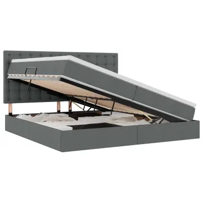 vidaXL Postelja z dodatnim prostorom za shranjevanje in LED osvetlitvijo