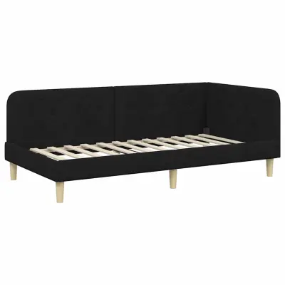 vidaXL Kotna postelja z vzglavjem Črna 90 x 190 cm blago
