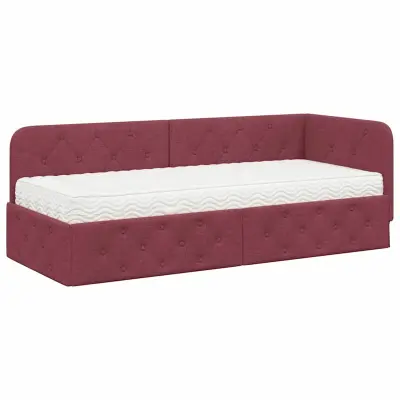 vidaXL Kotna postelja z vzmetnico Vinorodna rdeča 80 x 200 cm blago