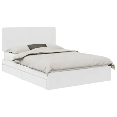 vidaXL Postelja s shranjevanjem Bela 140 x 190 cm Konstruiran les